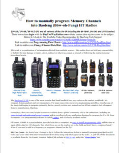 How to manually program Memory Channels into Baofeng HT Radios