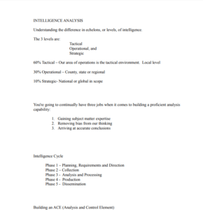 Intelligence Analysis