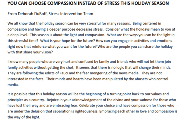 YOU CAN CHOOSE COMPASSION INSTEAD OF STRESS FOR THE HOLIDAYS