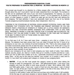 YOU HAVE PREPARED TO SURVIVE FOR 12 MONTHS – SO WHAT HAPPENS IN MONTH 13