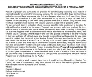BUILDING YOUR PREPARED INCONVENIENCE KIT FOR A PERSONAL SHTF