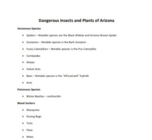 Dangerous Insects and Plants of Arizona