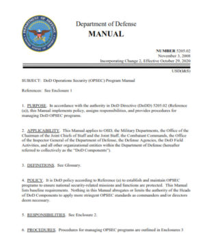 DoD Operations Security (OPSEC) Program Manual